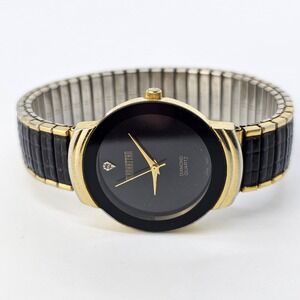 Manhattan by Croton Diamond Women's Watch Black Dial 7" Expandable Band New Batt